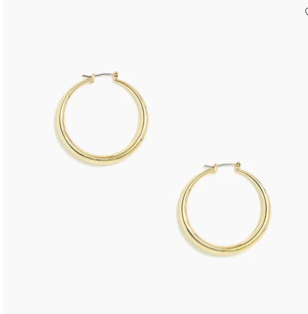 NWT J. Crew Gold Thick 1 1/2" Hoop Earrings